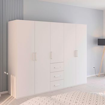 Evelyn Alpine White 251cm H 197cm 5 Door Wardrobe with Drawer