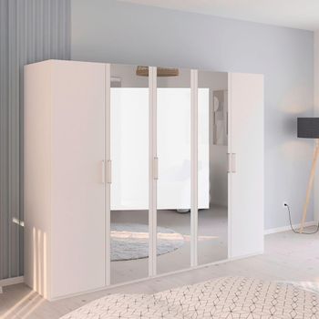 Evelyn Mirror Alpine White 251cm H 197cm 5 Door Wardrobe