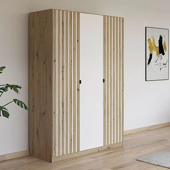 Genua Artisan Oak and Alpine White 136cm 3 Door Type A Wardrobe