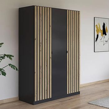 Genua Metallic Dark Grey with Artisan Oak 136cm 3 Door Type A Wardrobe