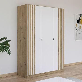 Genua Artisan Oak and Alpine White 136cm 3 Door Type B Wardrobe