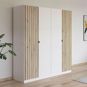 Genua Alpine White and Artisan Oak 181cm 4 Door Type A Wardrobe