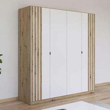 Genua Artisan Oak and Alpine White 181cm 4 Door Type B Wardrobe