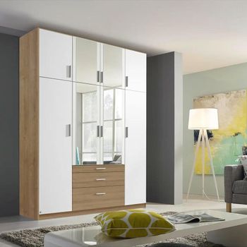 Hildesheim Extra Sonoma Oak and Alpine White 181cm 8 Door Wardrobe
