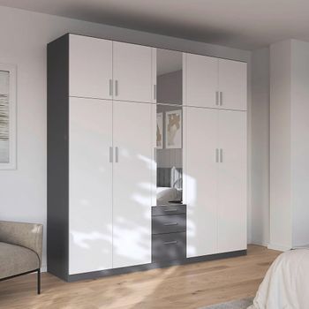 Hildesheim Extra Metallic Dark Grey and Alpine White 231cm 10 Door Wardrobe