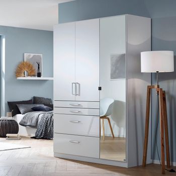 Homburg Alpine White and High Gloss White 136cm 3 Door Combi Wardrobe