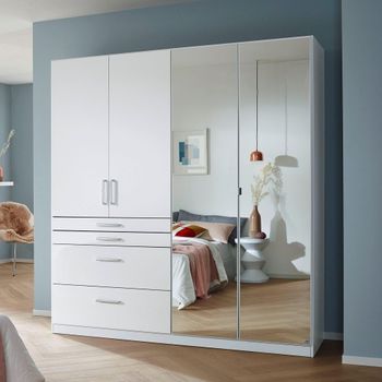 Homburg Alpine White and High Gloss White 181cm 4 Door Combi Wardrobe