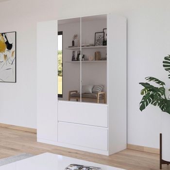 Joel Alpine White 136cm 3 Door Combi Wardrobe