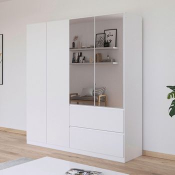 Joel Alpine White 181cm 4 Door Combi Wardrobe
