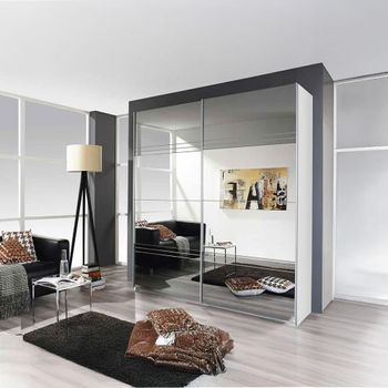 Koblenz Mirrored Alpine White and Grey Mirror 181cm 2 Door Sliding Wardrobe