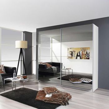 Koblenz Mirrored Alpine White and Grey Mirror 226cm 2 Door Sliding Wardrobe