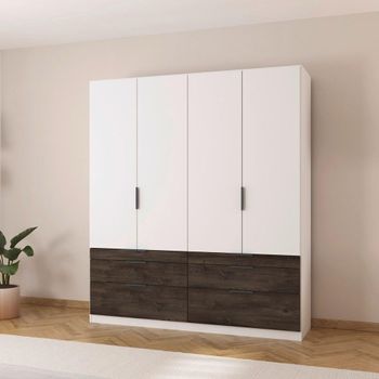Koda Alpine White 181cm 4 Door 6 Drawer Wardrobe