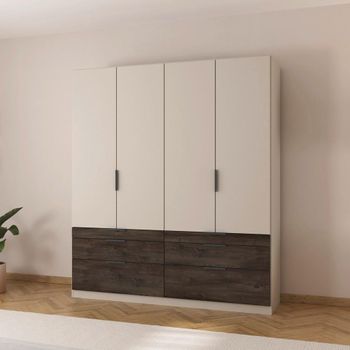 Koda Champagne 181cm 4 Door 6 Drawer Wardrobe