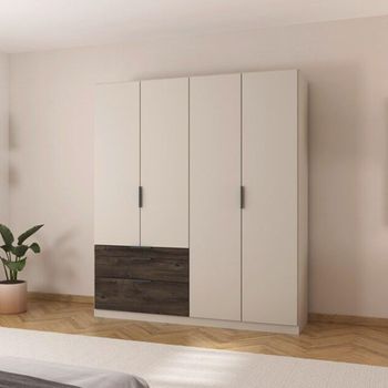 Koda Champagne 181cm 4 Door RHF Drawers Wardrobe