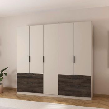 Koda Champagne 226cm 5 Door 6 Drawer Wardrobe