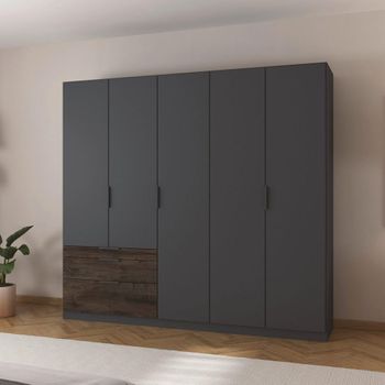 Koda Metallic Dark Grey 226cm 5 Door RHF Drawers Wardrobe