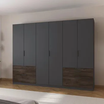 Koda Metallic Dark Grey 271cm 6 Door 6 Drawer Wardrobe