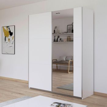 Kronach Sliding Mirror Alpine White 175cm 2 Door Wardrobe