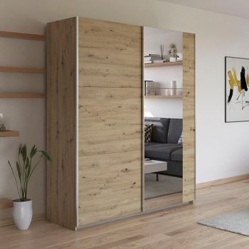 Kronach Sliding Mirror Artisan Oak 175cm 2 Door Wardrobe