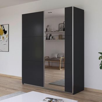 Kronach Sliding Mirror Metallic Dark Grey 175cm 2 Door Wardrobe