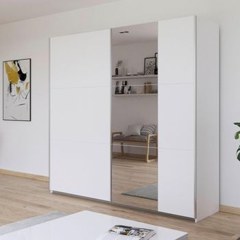 Kronach Sliding Mirror Alpine White 218cm 2 Door Wardrobe