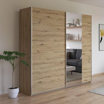 Kronach Sliding Mirror Artisan Oak 218cm 2 Door Wardrobe