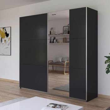 Kronach Sliding Mirror Metallic Dark Grey 218cm 2 Door Wardrobe