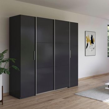 Kronach Metallic Dark Grey 225cm 4 Door Wardrobe