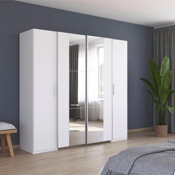 Kronach Mirror Alpine White 225cm 4 Door Wardrobe