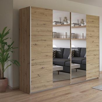 Kronach Mirrored Artisan Oak 261cm 2 Door Sliding Wardrobe