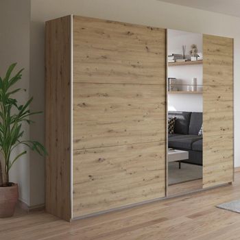 Kronach Sliding Mirror Artisan Oak 261cm 2 Door Wardrobe
