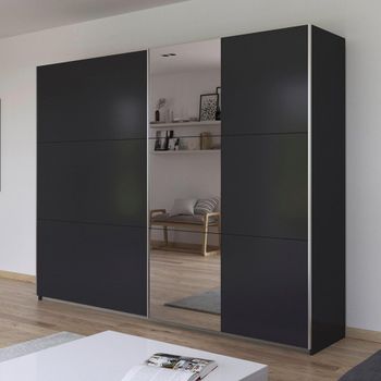 Kronach Sliding Mirror Metallic Dark Grey 261cm 2 Door Wardrobe
