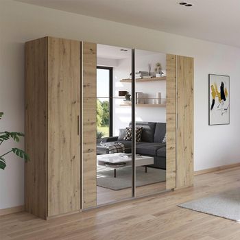 Kronach Mirror Artisan Oak 268cm 4 Door Wardrobe