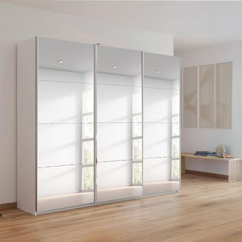 Kulmbach Mirrored Alpine White 203cm 3 Door Sliding Wardrobe