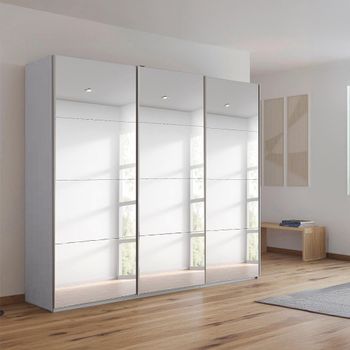 Kulmbach Mirrored Silk Grey 203cm 3 Door Sliding Wardrobe