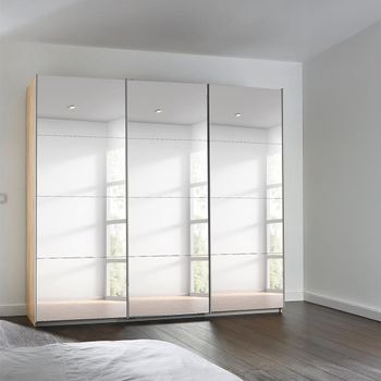 Kulmbach Mirrored Sonoma Oak 203cm 3 Door Sliding Wardrobe
