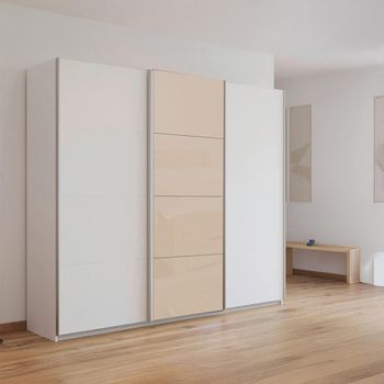 Kulmbach Alpine White and Champagne Glass Front 203cm 3 Door Sliding Wardrobe