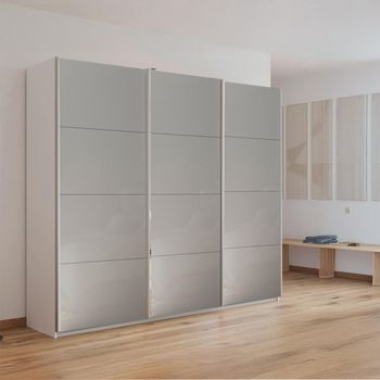Kulmbach Alpine White and Grey High Gloss 203cm 3 Door Sliding Wardrobe