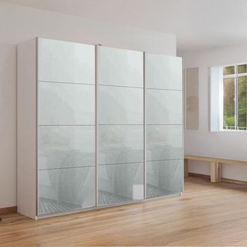 Kulmbach Alpine White and Silk Grey Glass 203cm 3 Door Sliding Wardrobe