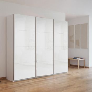 Kulmbach Alpine White and White High Gloss 203cm 3 Door Sliding Wardrobe