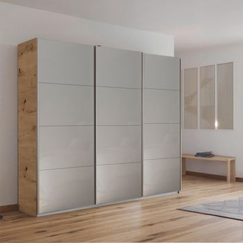 Kulmbach Artisan Oak and Grey High Gloss 203cm 3 Door Sliding Wardrobe