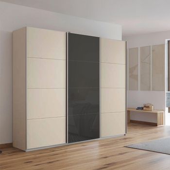 Kulmbach Champagne and Basalt Glass Front 203cm 3 Door Sliding Wardrobe