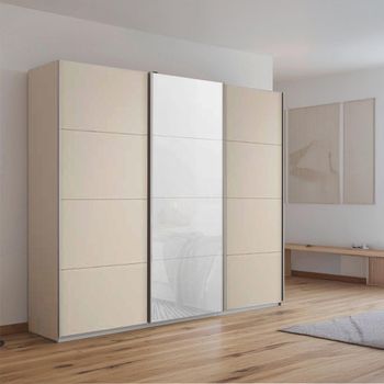 Kulmbach Champagne and White Glass Front 203cm 3 Door Sliding Wardrobe