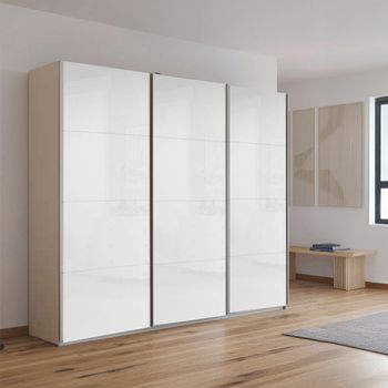 Kulmbach Champagne and White High Gloss 203cm 3 Door Sliding Wardrobe
