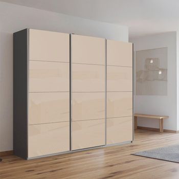 Kulmbach Metallic Dark Grey and Champagne Glass 203cm 3 Door Sliding Wardrobe