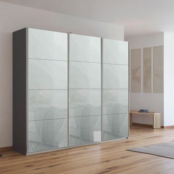 Kulmbach Metallic Dark Grey and Silk Grey Glass 203cm 3 Door Sliding Wardrobe