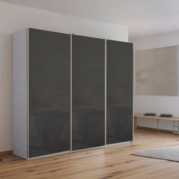Kulmbach Silk Grey and Basalt Glass 203cm 3 Door Sliding Wardrobe