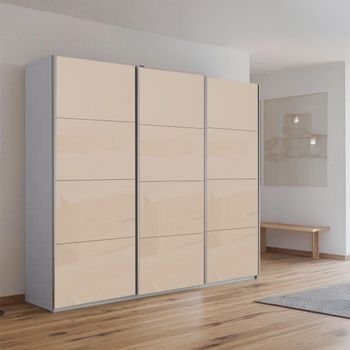 Kulmbach Silk Grey and Champagne Glass 203cm 3 Door Sliding Wardrobe