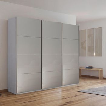 Kulmbach Silk Grey and Grey High Gloss 203cm 3 Door Sliding Wardrobe