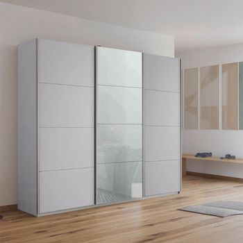 Kulmbach Silk Grey and Silk Grey Glass Front 203cm 3 Door Sliding Wardrobe